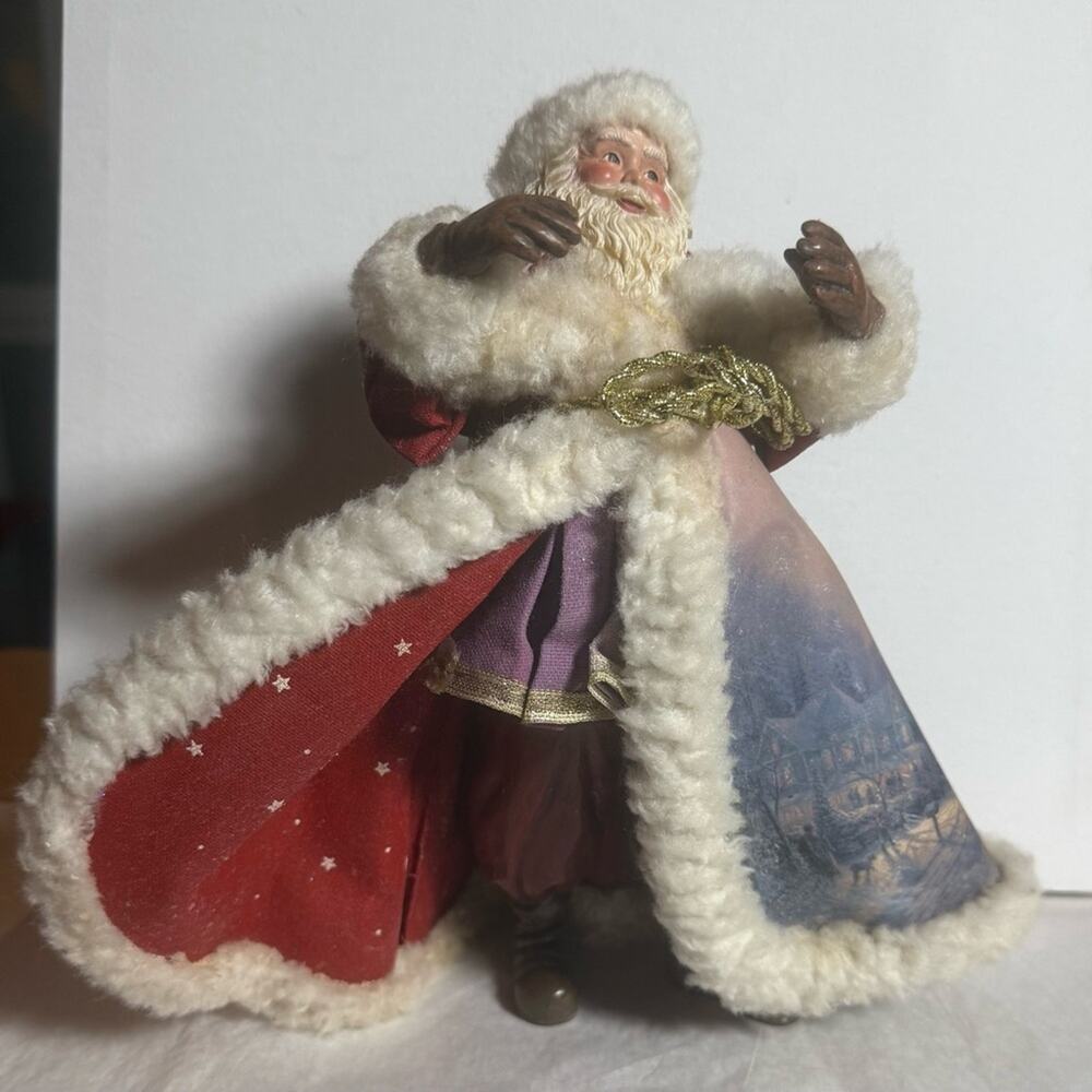 Thomas Kinkade Santa Figurine with Red and Purple Robe